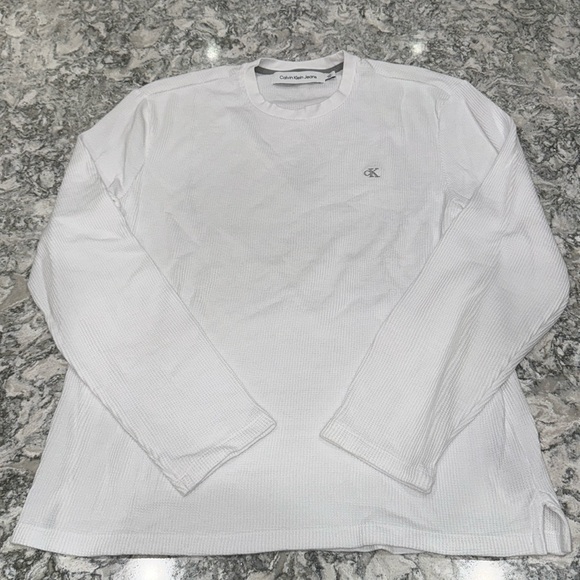 White CK Knit Long Sleeve Shirt - Picture 1 of 1